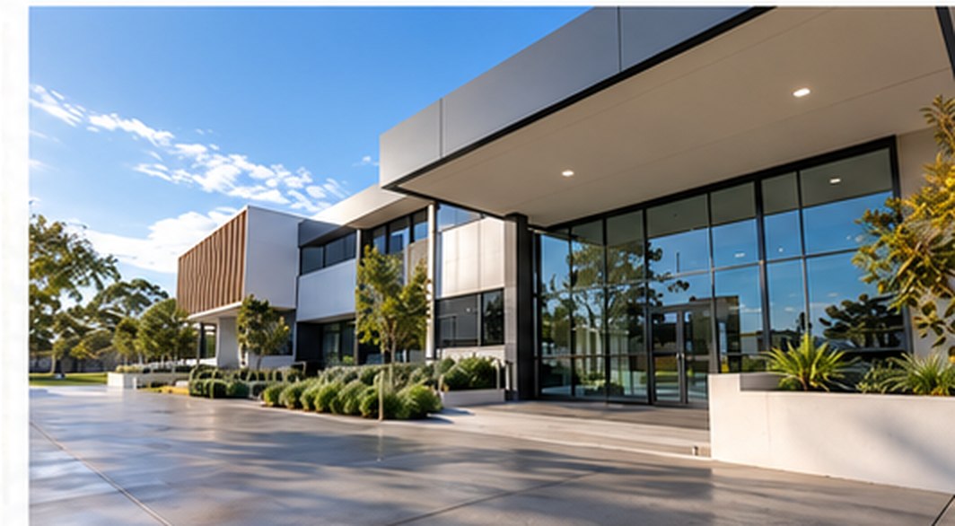 Contemporary education-style campus entrance